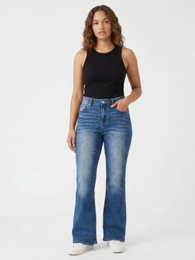 Banjara | Medium Wash Flared Jeans with Whiskering | Size 28